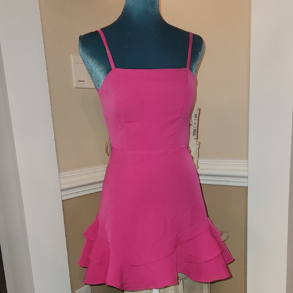 Women’s Pink Mini Dress with Ruffle Hem